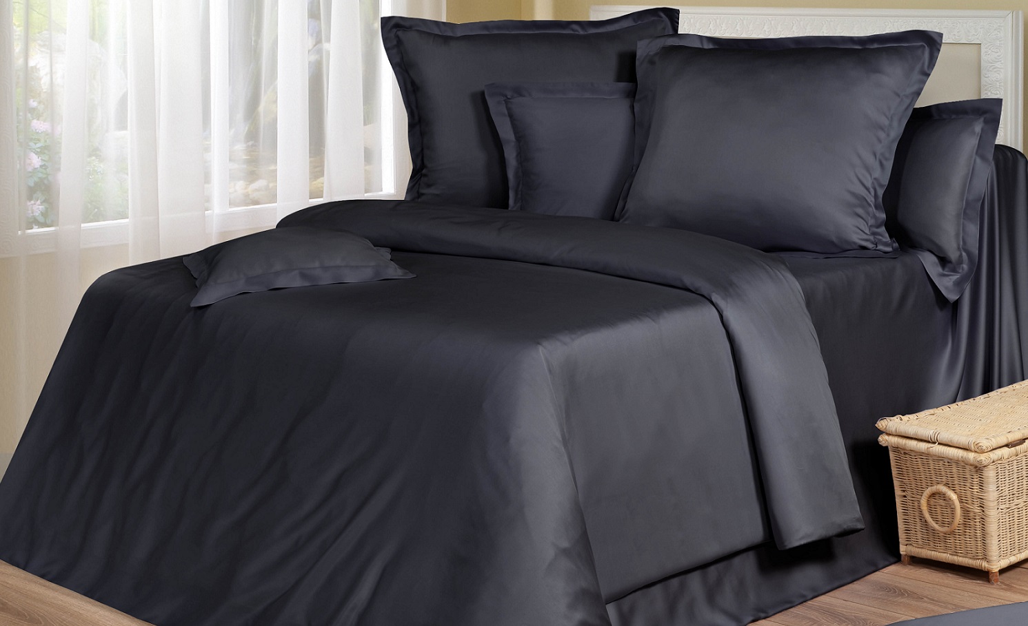 Постельное белье тенсель BLACK PUMAS (Cotton Dreams Luxury) Черные пумы (в комплекте простыня на резинке 160х200см) ЭКСКЛЮЗИВ!