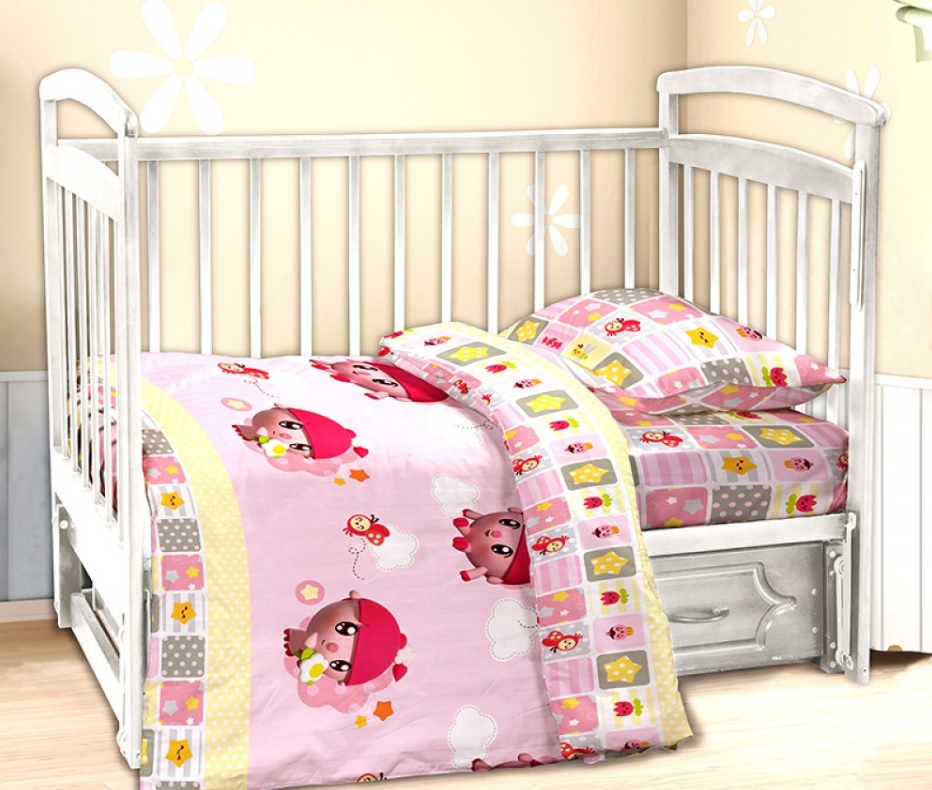 Постельное белье в кроватку Малышарики НЮША розовая гамма арт. 8788-8789