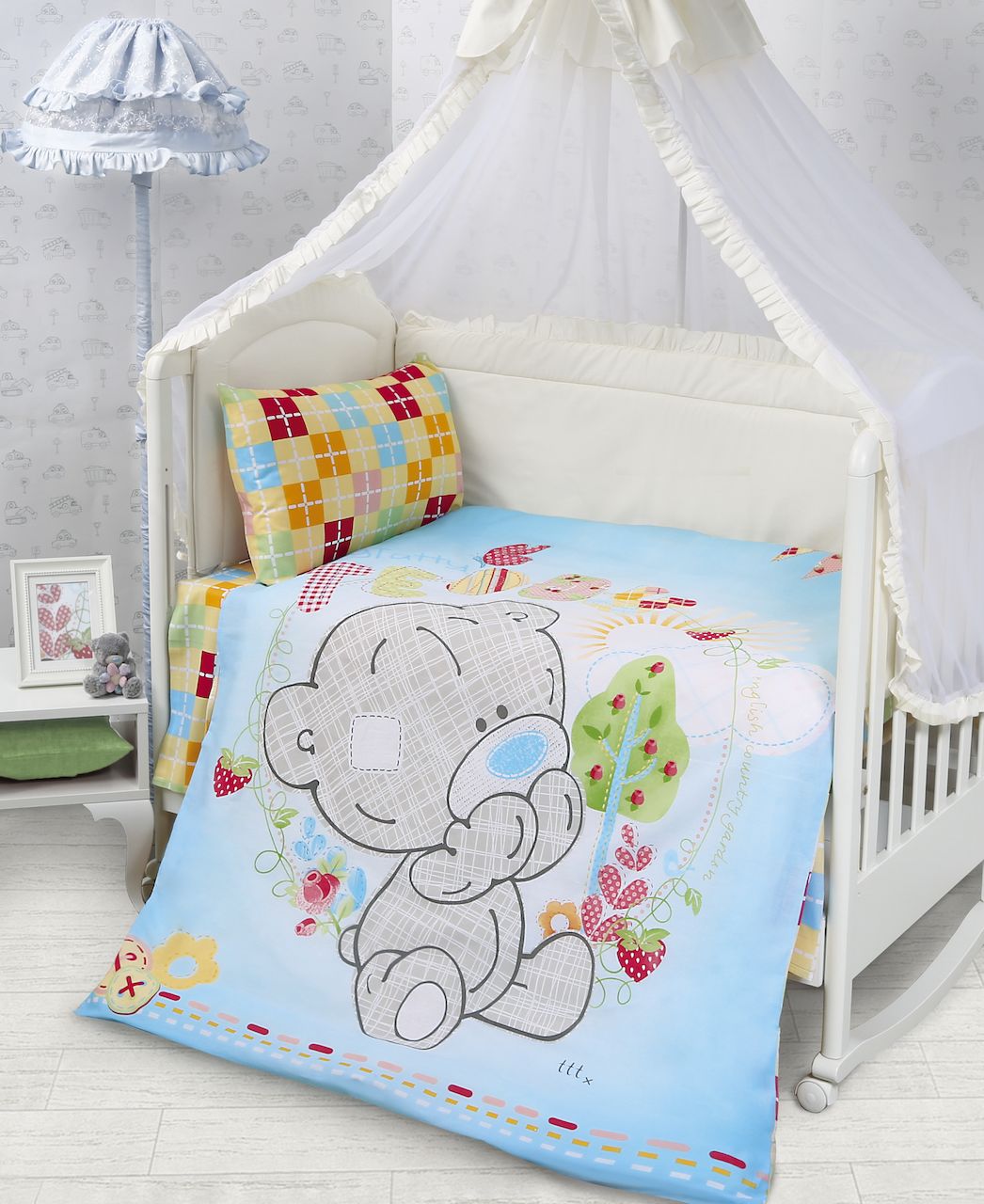 Детское постельное белье Мона Лиза в кроватку ME TO YOU TEDDY Тедди голубой, арт. 521103