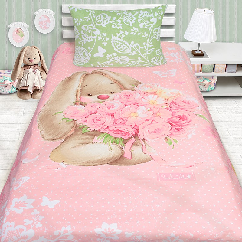 Комплект детского постельного белья ZAIKA MI Зайка с букетом розовая гамма (MonaLiza) арт. 522031