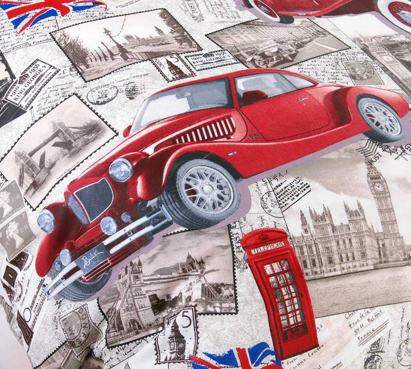 Постельное белье РЕТРО (Англия, красные машины) фото